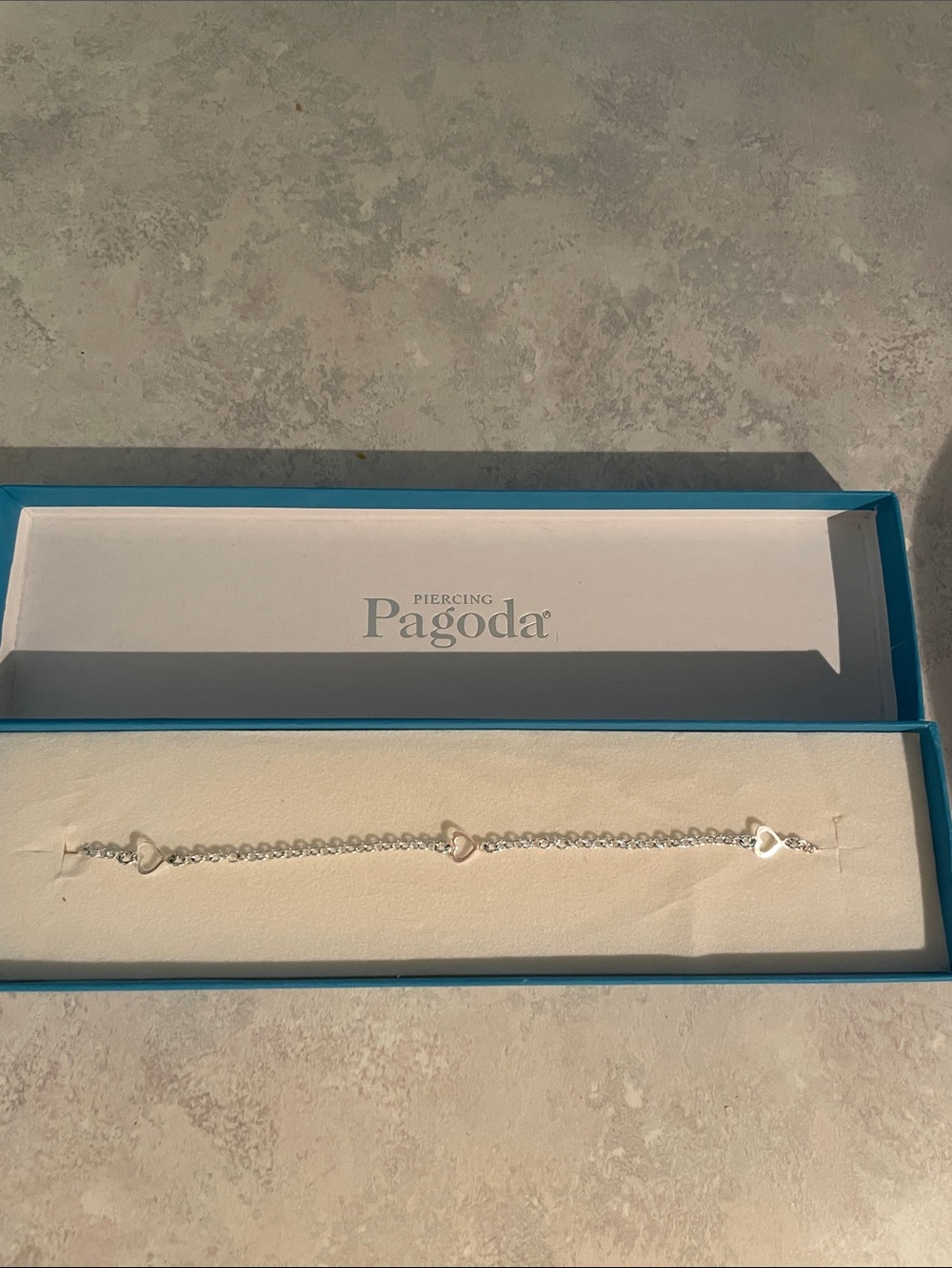 NIB Pagoda Sterling Silver Heart Link Anklet